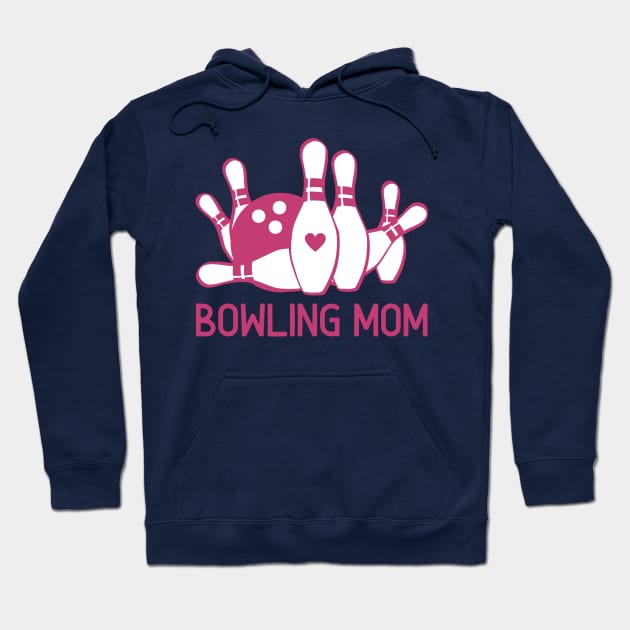 Bowling Mom Gifts Pink Bowling Pins Bowling Ball Alley Mom Hoodie by InnerMagic